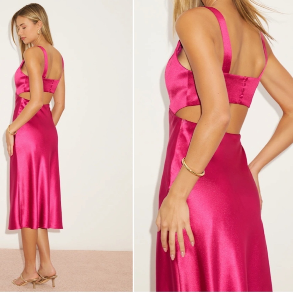 LULU's Sexy Elegant Modern Chic Wedding Promo Formal Vacation Midi Dress - Picture 3 of 5